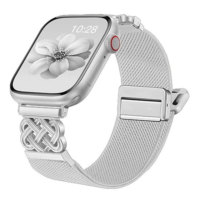 Cinturino per orologio in nylon elasticizzato con fibbia magnetica a nodo cinese e motivo twill., For Apple Watch 49mm / 46mm / 45mm / 44mm, For Apple Watch 42mm / 41mm / 40mm / 38mm