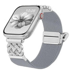 Cinturino per orologio in nylon elasticizzato con fibbia magnetica a nodo cinese e motivo twill., For Apple Watch 49mm / 46mm / 45mm / 44mm, For Apple Watch 42mm / 41mm / 40mm / 38mm