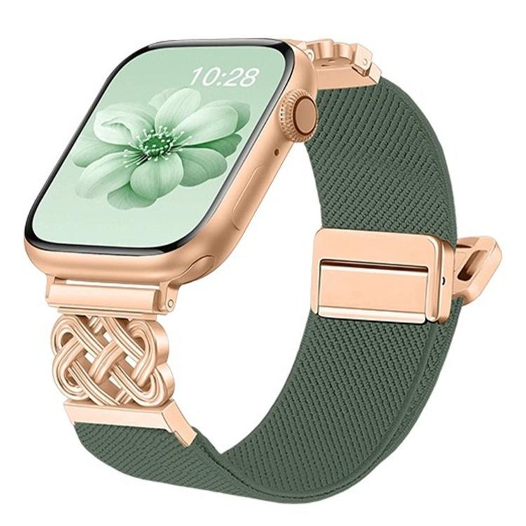 Cinturino per orologio in nylon elasticizzato con fibbia magnetica a nodo cinese e motivo twill., For Apple Watch 49mm / 46mm / 45mm / 44mm, For Apple Watch 42mm / 41mm / 40mm / 38mm