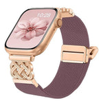 Cinturino per orologio in nylon elasticizzato con fibbia magnetica a nodo cinese e motivo twill., For Apple Watch 49mm / 46mm / 45mm / 44mm, For Apple Watch 42mm / 41mm / 40mm / 38mm