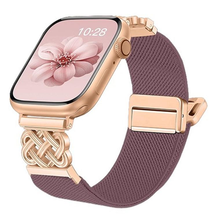 Cinturino per orologio in nylon elasticizzato con fibbia magnetica a nodo cinese e motivo twill., For Apple Watch 49mm / 46mm / 45mm / 44mm, For Apple Watch 42mm / 41mm / 40mm / 38mm