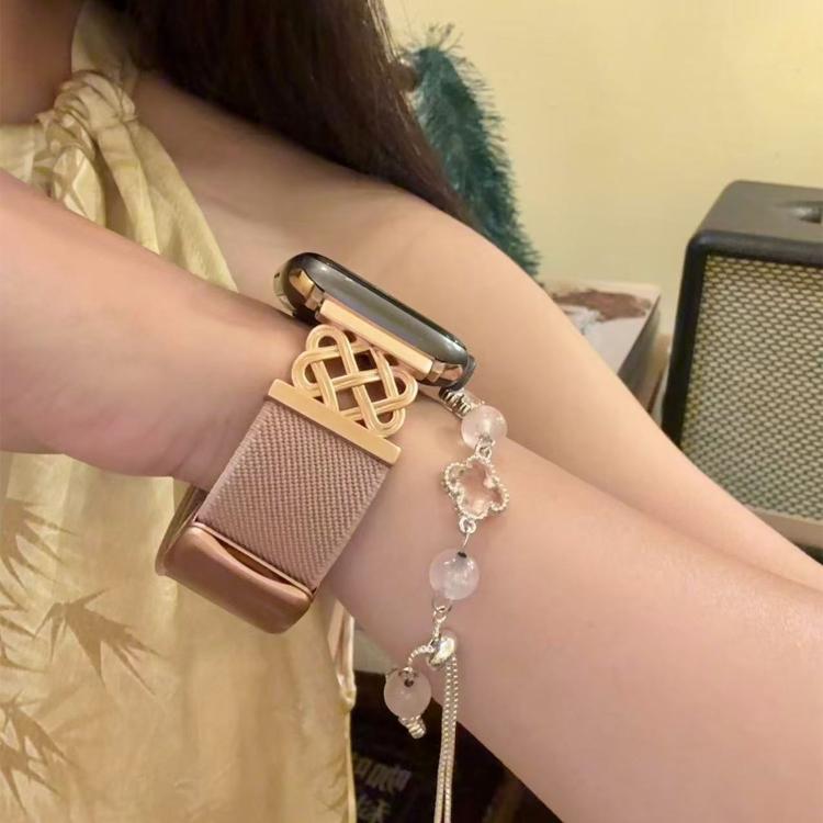 Cinturino per orologio in nylon elasticizzato con fibbia magnetica a nodo cinese e motivo twill., For Apple Watch 49mm / 46mm / 45mm / 44mm, For Apple Watch 42mm / 41mm / 40mm / 38mm