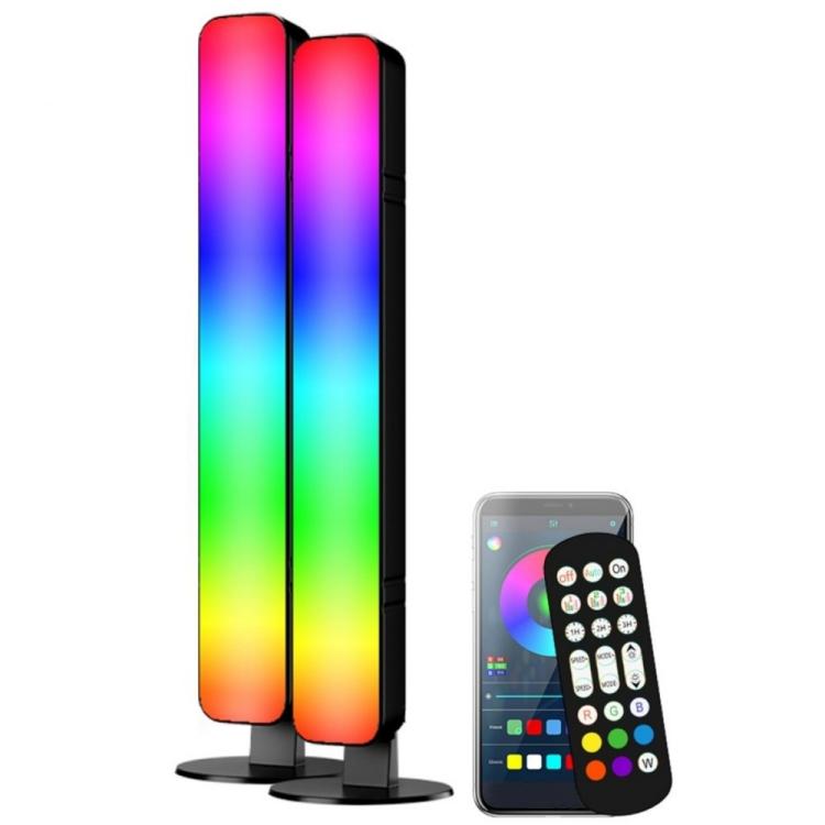 D04 2 pezzi Versione Bluetooth Rilevamento suono RGB Luce ambientale da scrivania Barra luminosa intelligente per gaming