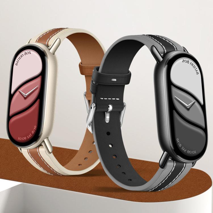 Cinturino per orologio in vera pelle con cuciture composite, For Xiaomi Smart Band 10 / 9 / 8
