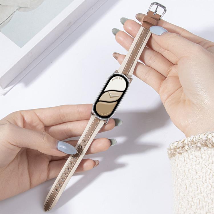 Cinturino per orologio in vera pelle con cuciture composite, For Xiaomi Smart Band 10 / 9 / 8