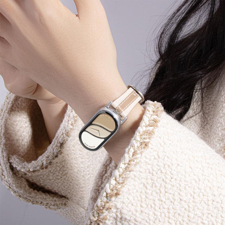 Cinturino per orologio in vera pelle con cuciture composite, For Xiaomi Smart Band 10 / 9 / 8