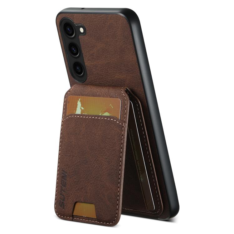 Portafoglio per carte in pelle Suteni H02 Litchi con supporto e chiusura a scatto per telefono., For Samsung Galaxy S26+ 5G, For Samsung Galaxy S26 Ultra 5G, For Samsung Galaxy S25+ 5G, For Samsung Galaxy S25 Ultra 5G