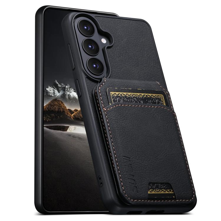 Portafoglio per carte in pelle Suteni H02 Litchi con supporto e chiusura a scatto per telefono., For Samsung Galaxy S26+ 5G, For Samsung Galaxy S26 Ultra 5G, For Samsung Galaxy S25+ 5G, For Samsung Galaxy S25 Ultra 5G