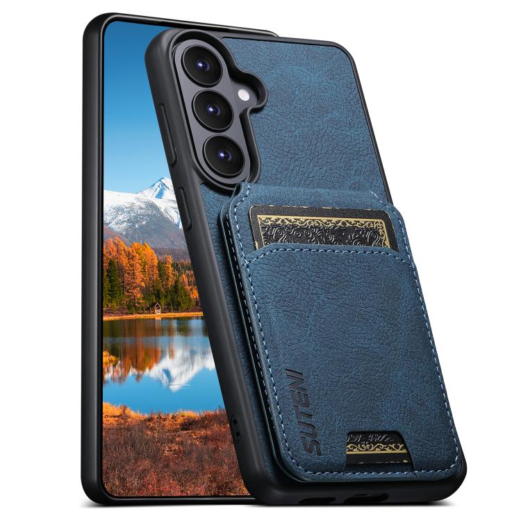 Portafoglio per carte in pelle Suteni H02 Litchi con supporto e chiusura a scatto per telefono., For Samsung Galaxy S26+ 5G, For Samsung Galaxy S26 Ultra 5G, For Samsung Galaxy S25+ 5G, For Samsung Galaxy S25 Ultra 5G
