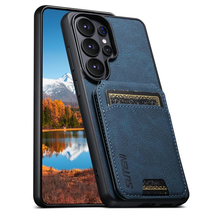 Portafoglio per carte in pelle Suteni H02 Litchi con supporto e chiusura a scatto per telefono., For Samsung Galaxy S26+ 5G, For Samsung Galaxy S26 Ultra 5G, For Samsung Galaxy S25+ 5G, For Samsung Galaxy S25 Ultra 5G