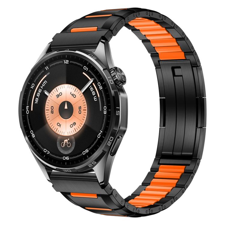 Cinturino per orologio in acciaio inossidabile con inserti in gomma sfaccettata, 22mm