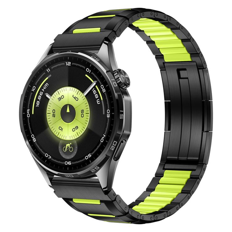 Cinturino per orologio in acciaio inossidabile con inserti in gomma sfaccettata, 22mm