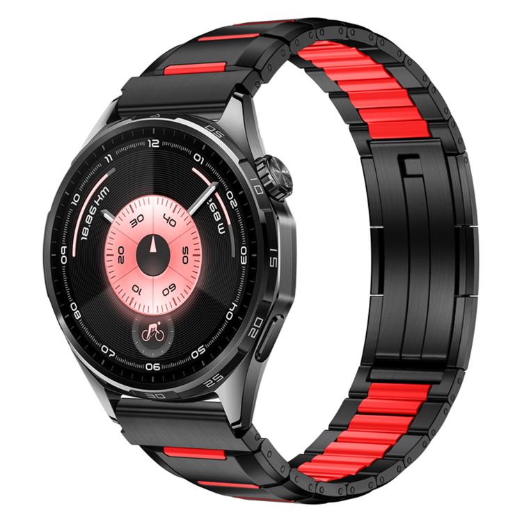 Cinturino per orologio in acciaio inossidabile con inserti in gomma sfaccettata, 22mm