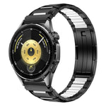 Cinturino per orologio in acciaio inossidabile con inserti in gomma sfaccettata, 22mm