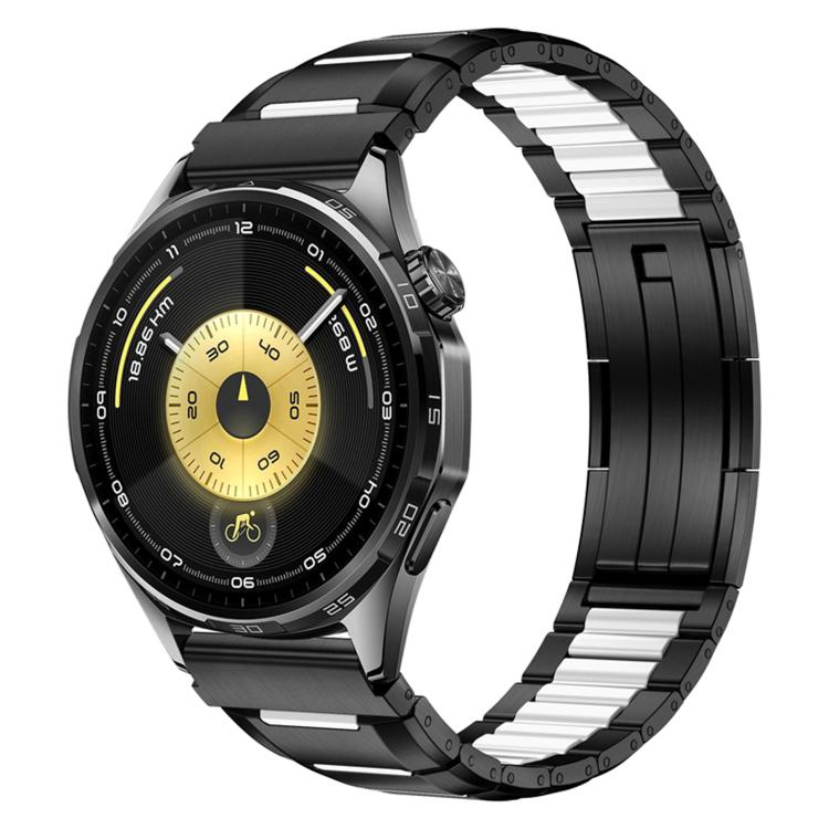 Cinturino per orologio in acciaio inossidabile con inserti in gomma sfaccettata, 22mm