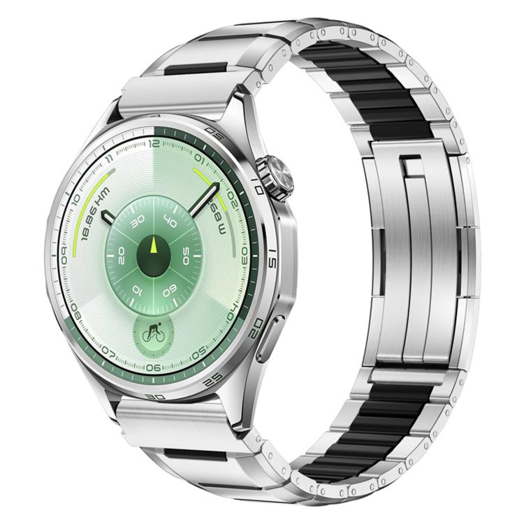 Cinturino per orologio in acciaio inossidabile con inserti in gomma sfaccettata, 22mm