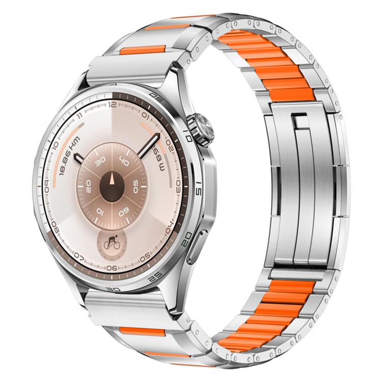 Cinturino per orologio in acciaio inossidabile con inserti in gomma sfaccettata, 22mm