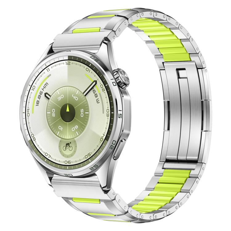 Cinturino per orologio in acciaio inossidabile con inserti in gomma sfaccettata, 22mm
