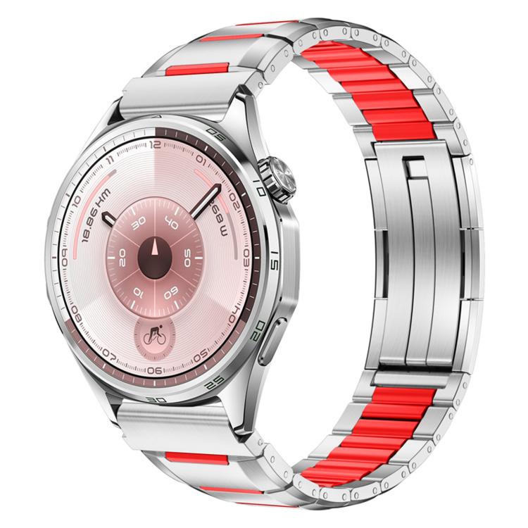 Cinturino per orologio in acciaio inossidabile con inserti in gomma sfaccettata, 22mm