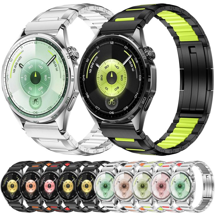 Cinturino per orologio in acciaio inossidabile con inserti in gomma sfaccettata, 22mm