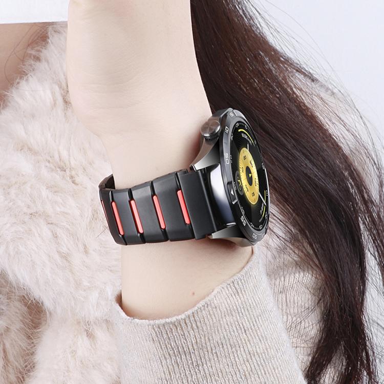 Cinturino per orologio in acciaio inossidabile con inserti in gomma sfaccettata, 22mm
