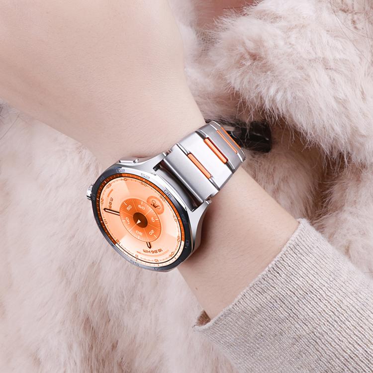 Cinturino per orologio in acciaio inossidabile con inserti in gomma sfaccettata, 22mm