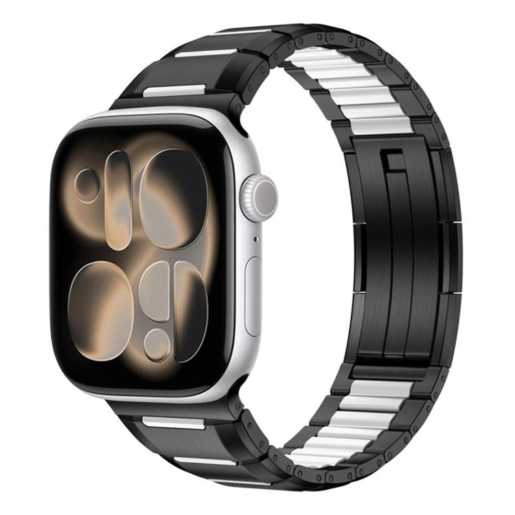 Cinturino per orologio in acciaio inossidabile con inserti in gomma sfaccettata, For Apple Watch 46mm / 49mm / 45mm / 44mm, For Apple Watch 42mm / 41mm / 40mm / 38mm