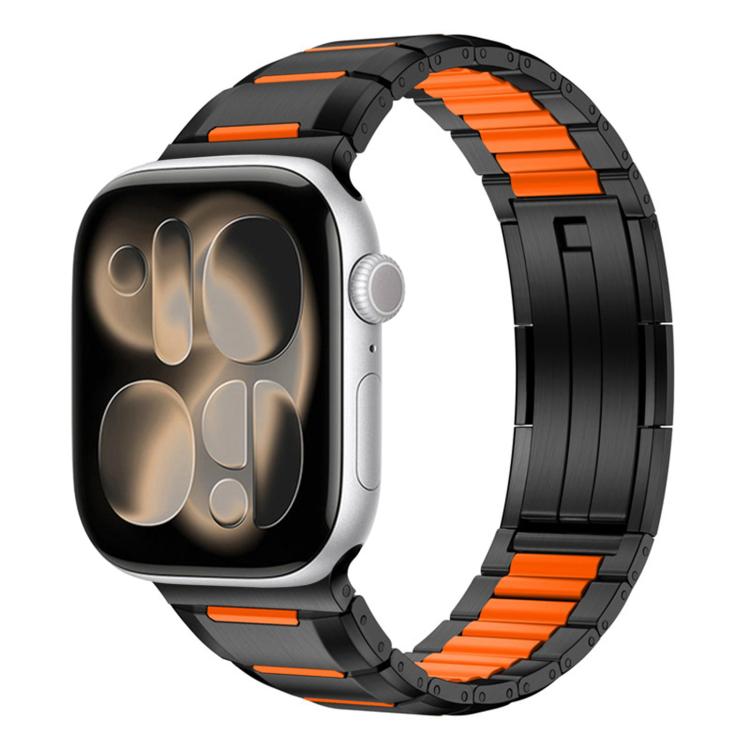 Cinturino per orologio in acciaio inossidabile con inserti in gomma sfaccettata, For Apple Watch 46mm / 49mm / 45mm / 44mm, For Apple Watch 42mm / 41mm / 40mm / 38mm