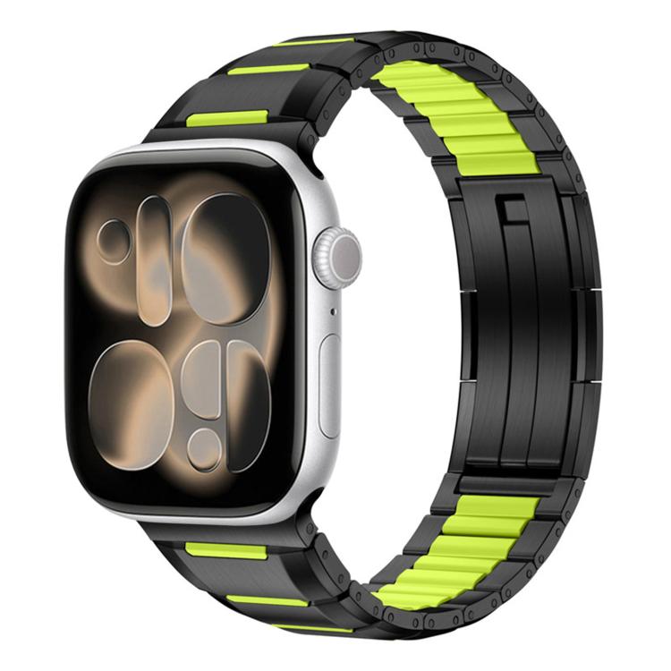 Cinturino per orologio in acciaio inossidabile con inserti in gomma sfaccettata, For Apple Watch 46mm / 49mm / 45mm / 44mm, For Apple Watch 42mm / 41mm / 40mm / 38mm