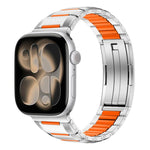 Cinturino per orologio in acciaio inossidabile con inserti in gomma sfaccettata, For Apple Watch 46mm / 49mm / 45mm / 44mm, For Apple Watch 42mm / 41mm / 40mm / 38mm