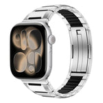 Cinturino per orologio in acciaio inossidabile con inserti in gomma sfaccettata, For Apple Watch 46mm / 49mm / 45mm / 44mm, For Apple Watch 42mm / 41mm / 40mm / 38mm