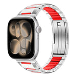 Cinturino per orologio in acciaio inossidabile con inserti in gomma sfaccettata, For Apple Watch 46mm / 49mm / 45mm / 44mm, For Apple Watch 42mm / 41mm / 40mm / 38mm