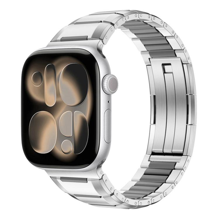 Cinturino per orologio in acciaio inossidabile con inserti in gomma sfaccettata, For Apple Watch 46mm / 49mm / 45mm / 44mm, For Apple Watch 42mm / 41mm / 40mm / 38mm