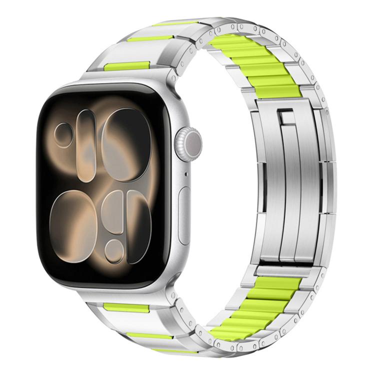 Cinturino per orologio in acciaio inossidabile con inserti in gomma sfaccettata, For Apple Watch 46mm / 49mm / 45mm / 44mm, For Apple Watch 42mm / 41mm / 40mm / 38mm