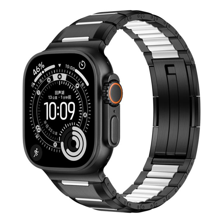 Cinturino per orologio in acciaio inossidabile con inserti in gomma sfaccettata, For Apple Watch 46mm / 49mm / 45mm / 44mm, For Apple Watch 42mm / 41mm / 40mm / 38mm