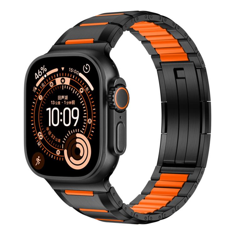 Cinturino per orologio in acciaio inossidabile con inserti in gomma sfaccettata, For Apple Watch 46mm / 49mm / 45mm / 44mm, For Apple Watch 42mm / 41mm / 40mm / 38mm