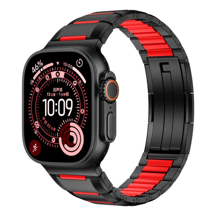 Cinturino per orologio in acciaio inossidabile con inserti in gomma sfaccettata, For Apple Watch 46mm / 49mm / 45mm / 44mm, For Apple Watch 42mm / 41mm / 40mm / 38mm