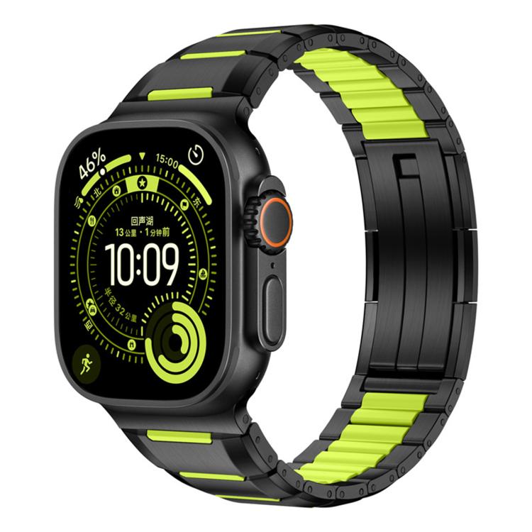Cinturino per orologio in acciaio inossidabile con inserti in gomma sfaccettata, For Apple Watch 46mm / 49mm / 45mm / 44mm, For Apple Watch 42mm / 41mm / 40mm / 38mm