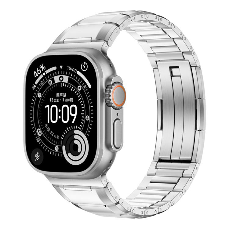 Cinturino per orologio in acciaio inossidabile con inserti in gomma sfaccettata, For Apple Watch 46mm / 49mm / 45mm / 44mm, For Apple Watch 42mm / 41mm / 40mm / 38mm