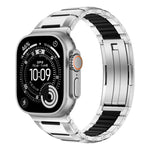 Cinturino per orologio in acciaio inossidabile con inserti in gomma sfaccettata, For Apple Watch 46mm / 49mm / 45mm / 44mm, For Apple Watch 42mm / 41mm / 40mm / 38mm