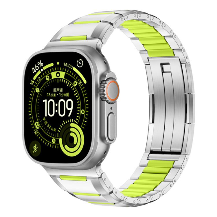 Cinturino per orologio in acciaio inossidabile con inserti in gomma sfaccettata, For Apple Watch 46mm / 49mm / 45mm / 44mm, For Apple Watch 42mm / 41mm / 40mm / 38mm