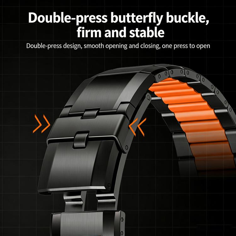 Cinturino per orologio in acciaio inossidabile con inserti in gomma sfaccettata, For Apple Watch 46mm / 49mm / 45mm / 44mm, For Apple Watch 42mm / 41mm / 40mm / 38mm