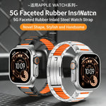 Cinturino per orologio in acciaio inossidabile con inserti in gomma sfaccettata, For Apple Watch 46mm / 49mm / 45mm / 44mm, For Apple Watch 42mm / 41mm / 40mm / 38mm