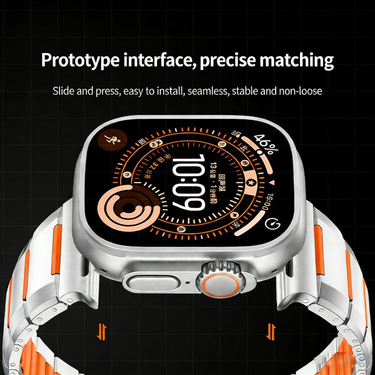 Cinturino per orologio in acciaio inossidabile con inserti in gomma sfaccettata, For Apple Watch 46mm / 49mm / 45mm / 44mm, For Apple Watch 42mm / 41mm / 40mm / 38mm
