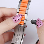 Cinturino per orologio in acciaio inossidabile con inserti in gomma sfaccettata, For Apple Watch 46mm / 49mm / 45mm / 44mm, For Apple Watch 42mm / 41mm / 40mm / 38mm