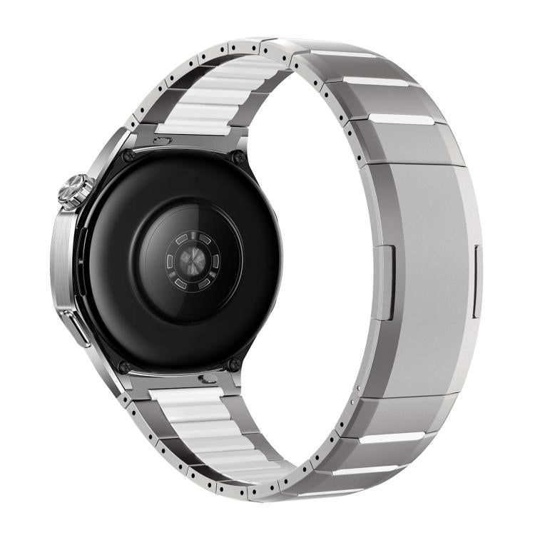 Cinturino per orologio curvo bicolore in acciaio inossidabile con chiusura a sgancio laterale, 22mm