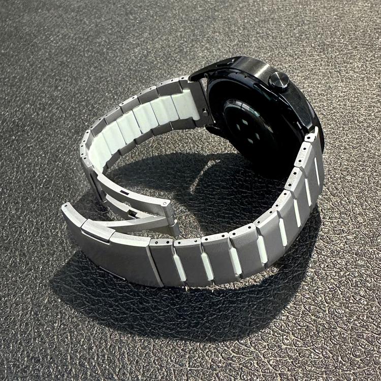 Cinturino per orologio curvo bicolore in acciaio inossidabile con chiusura a sgancio laterale, 22mm
