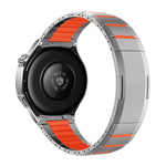Cinturino per orologio curvo bicolore in acciaio inossidabile con chiusura a sgancio laterale, 22mm