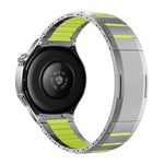 Cinturino per orologio curvo bicolore in acciaio inossidabile con chiusura a sgancio laterale, 22mm