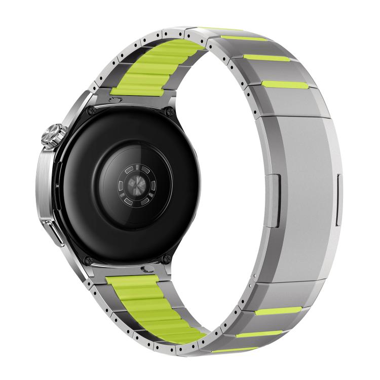 Cinturino per orologio curvo bicolore in acciaio inossidabile con chiusura a sgancio laterale, 22mm